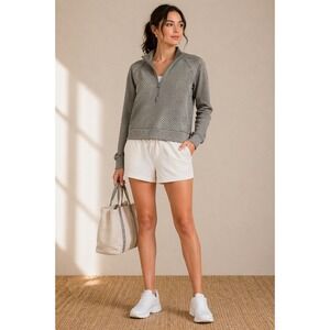 Lululemon Rest Less Cropped Half-Zip Grid Warp Rover Raw Linen Size 10 (Est)